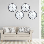 Batiyeer 6 Pcs 6 Pcs Silent Wall Clock Bulk 10 Inch Non Ticking Modern Wall Clocks Battery Operated for Classroom Home Office Kitchen School Living Room Decor (Black)