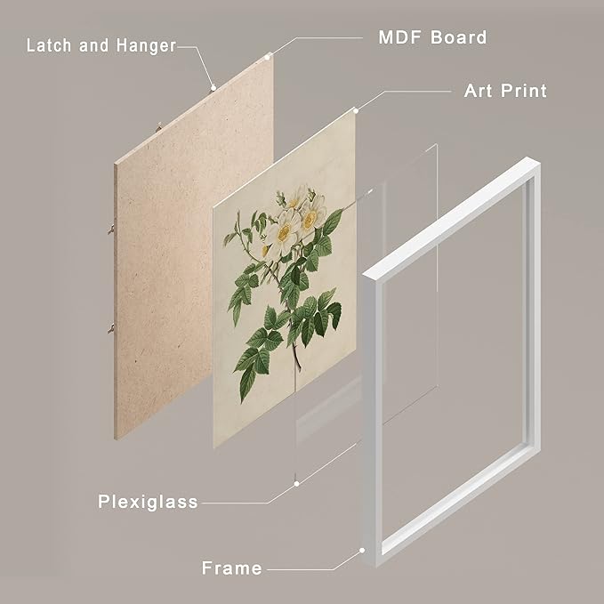 SIGNWIN Framed Vintage Colorful Wildflower Wall Art, Set of 4 Variety Floral Wall Decor Prints, Nature Wilderness Wall Décor for Living Room, Bedroom - 8"x10" White