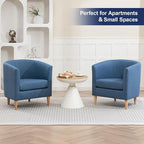 Accent Barrel Chairs Set of 2, Modern Comfy Living Room Chairs with Armrest Small Reading Chair with Cozy Soft Padded for Bedroom Reception Room Cafe,Blue