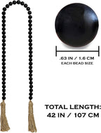 Boho Wood Decorative Beads & Tassel Garland Black
