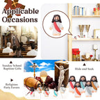 Bememo 100 Pcs Jesus Toys Original Design Mini Rubber Little Jesus Figurine to Hide and Seek Religious Party Favors Sunday School Craft Baptism Gifts for Easter Egg Stuffers (Bohemian Color)