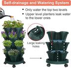 Vertical Planter 4 Tier Stackable Planters Garden Planters Strawberry Herb Flower and Vegetable Planter Indoor Outdoor Gardening Pots with Removable Wheels and Tools 2-Pack