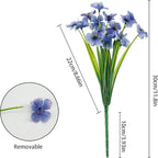 Uieke 16 Bundles Artificial Flowers for Outdoors UV Resistant Fake Flowers No Fade Faux Greenery Plastic Plants for Garden Porch Window Box Home Party Wedding Spring Autumn Décoration (Blue)