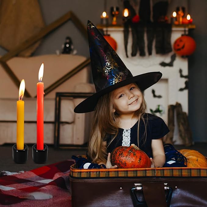 Black Spell Candle Holders 5 PCS, KSWING 1/2 Inch Diameter Ceramic Chime Ritual Candlestick Holders, Great for Casting Meditation Rituals Prayer Birthdays Altar Vigil Witchcraft Wiccan Supplies