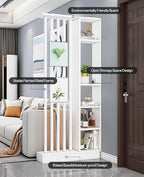 Wall Room Divider, Storage Cabinet Storage Display with Shelves, Modern Freestanding Wood Room Divider Screen, Wall Privacy Screens for Home Decorative (White,35.4" L x 9.5" W x 79.5" H)