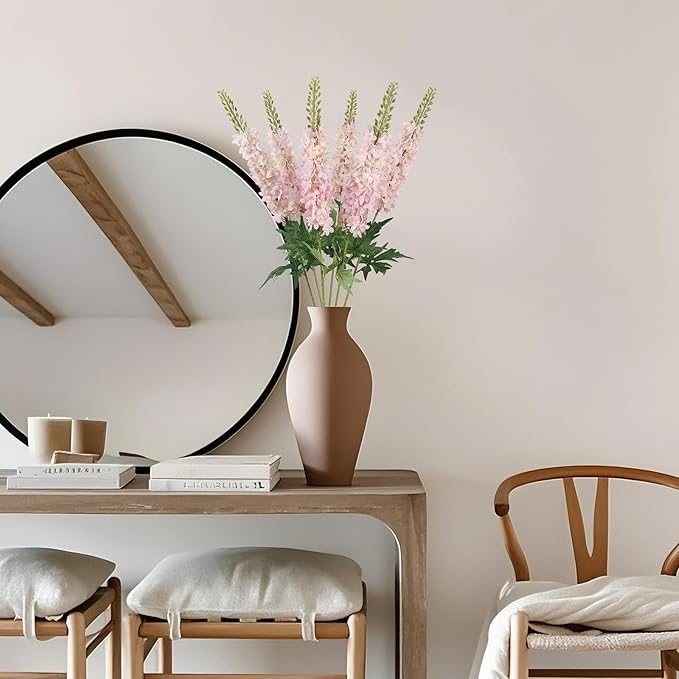 Delphinium Artificial Flowers,6PCS Tall Pink Fake Flowers 29.5" Faux Hyacinth Silk Flowers with Stems for Wedding Party Home Garden Decor (Pinkish Purple)