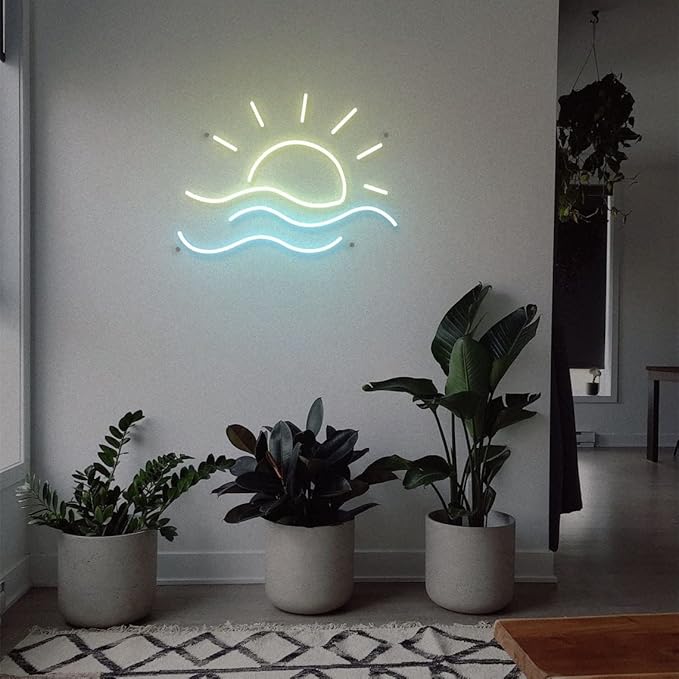 LED Decorative Lights USB Mountains Sunrise Sunset Led Neon Signs Home Decoration Wall Art Holiday Gift Brightness Adjustable 15.7''x15''