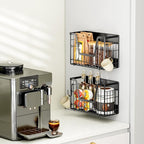 2 Set Magnetic Shelf for Fridge, Potato & Onion Storage Bins, Magnetic Fruit Basket for Refrigerator Pantry Kitchen Counter Laundry, Magnetic Fridge Organizer Spice Snacks Magnet Fridge Shelf