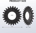 Honiway 21 inch Black Wall Decor Vintage Mirror, Boho Style, Wooden Frame, Easy to Hang, Ideal Gift