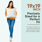 Pillowflex Synthetic Down Pillow Insert - 19x19 Down Alternative, Ultra Soft Throw Pillow, Couch Sham, Bed Sleeping Accent Pillow - 1 Decorative Accent Form