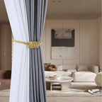 Fenghuangwu 2Pack Magnetic Curtain Tiebacks – Bohemian Style Handmade Woven Tie-Backs for Drapes,Elegant Exquisite Knot Holdbacks,Outdoor Boho & Modern Home Decor（Gold