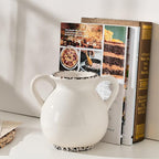 LUKA Antique Ceramic Vase with 2 Handle,6.4 inches Ice Cracked Rustic Vase Minimalist Decor, Decorative Vases for Home Decor, Table, Living Room, Shelf, Christmas Decoration(Small,Ice Cracked White)