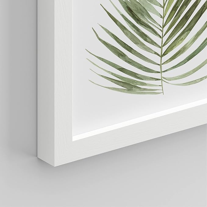 SIGNWIN Framed Banana Palm Monstera Leaf Wall Art, Set of 4 Green Pastel Wall Decor Prints, Nature Wilderness Wall Décor for Living Room, Bedroom - 8"x10" White