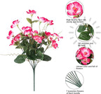 Hibiscus Artificial Flowers Plants for Outdoors Decoration, 6 Bundles Silk Hibiscus Bouquet Tropical Flowers Artificial Realistic UV Resistant Fake Flower for Outside Planter Porch Patio Balcony, Pink