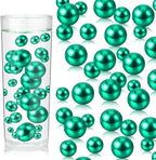 200PCS Green Faux Pearls Beads for Centerpiece Vases, Vase Filler Faux Pearls, No Holes Filler Beads for Party Anniversary Birthday Wedding Table Decor, 10/14/20/30mm