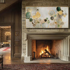 Abstract Canvas Wall Art Gold Circle Painting Green Artwork Framed Wall Prints 29"x 58" Office Wall Decor Colorful Pictures for Living Room Bedroom