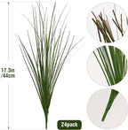 24PCS Realistic Minimalist Artificial Grass, Green, 17 inches, Plastic, Perfect for Indoor and Outdoor Decoration