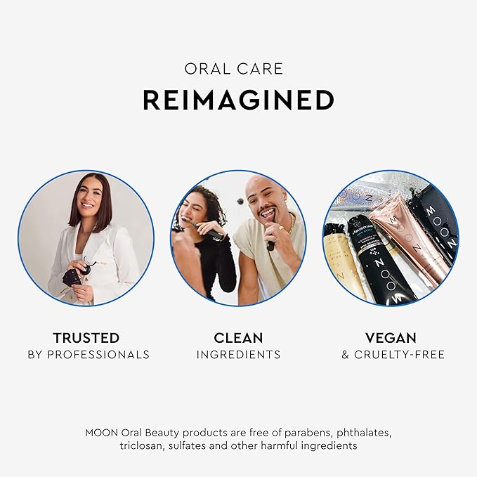 MOON LED Teeth Whitening Kit - Gentle Teeth Whitener Device, 56 White Strips, USB Charger & Travel Case - Blue Light Whitening Tray Removes Stains & Whitens Up to 12 Shades in 2 Weeks (4 Piece Kit)