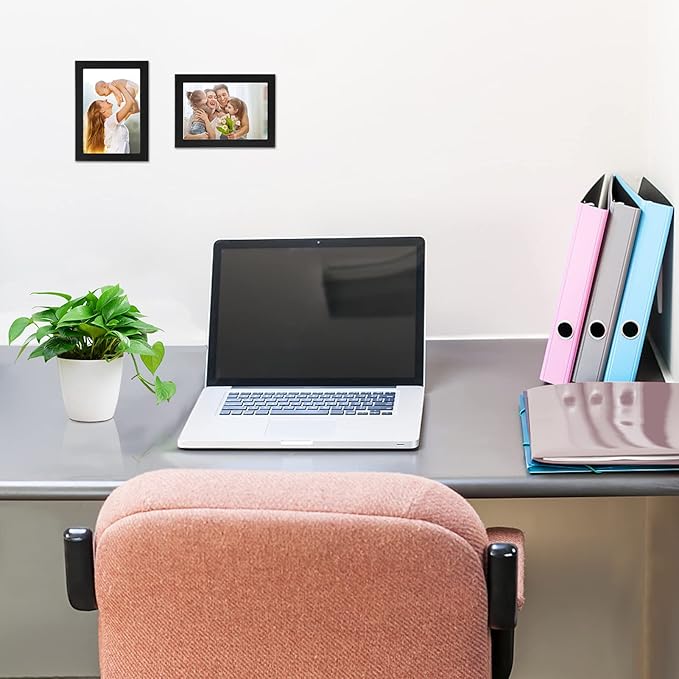 CRUGLA 4x6 Magnetic Picture Frames for Refrigerator 12 Packs, Modified Magnetic Sheet with Self Adhesive Backing, Black 4 by 6 Photo Frame Set for Locker Glass Window Door Cubicle