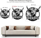 Personalized Highland Cow Name metal Signs,Custom Highland Cow Metal Shed Wall Decor,Black Metal Wall Art Plaques Outdoor wall Decorative Signage (Style F)