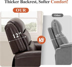 COLAMY PU Leather Power Lift Chair with Massage and Heat,Electric Lift Recliner Chair with Thick Cushioned Padding Backrest for Living Room, Office, Bedroom -Darkbrown