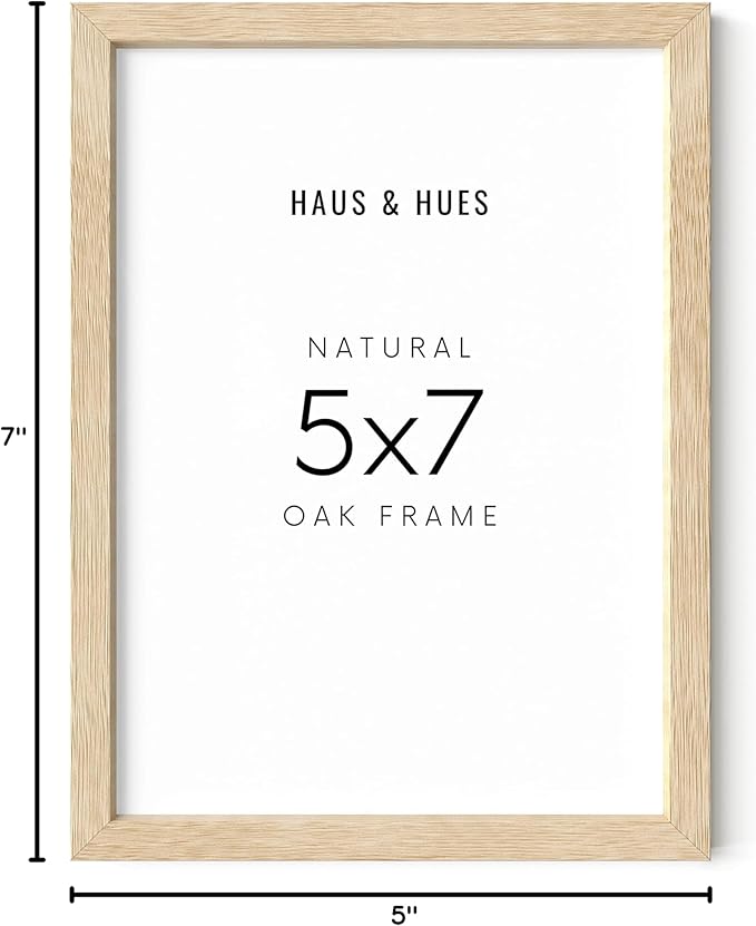 HAUS AND HUES Wood Picture Frame, 5x7 inches, Beige (Natural Oak, Poster Type, Set of 1)