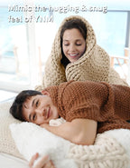 YnM Chunky Throw Blanket, Medium-Weight, Hand Knitted, Skin Friendly, Ventilated and Breathable, Machine Washable, Home Décor Piece for Couch, Sofa and Bed (Beige, 40x50 Inch)