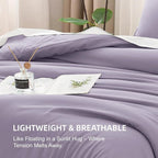 Litanika Grayish Lavender Purple Comforter Set King Size, 3 Pieces Lightweight Solid Bedding Comforter Set, All Season Fluffy Bed Set (104x90In Comforter & 2 Pillowcases)