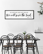As for Me and My House We Will Serve the Lord Sign: Rustic Family Bedroom Signs Wall Decor Above Bed,Framed Country Wall Plaque Hanging Farmhouse Bible Verse Sign Christian Art Gifts 12" x 40"