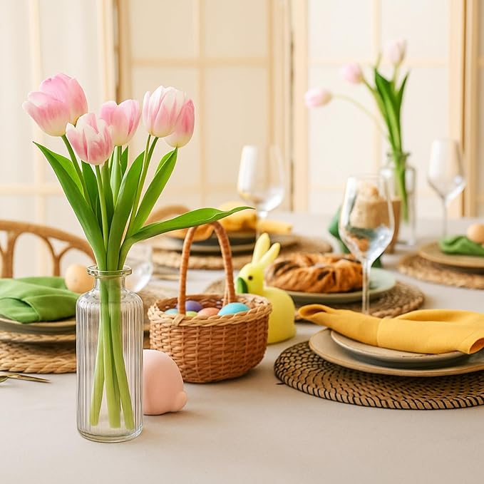 Honeydak Set of 24 Plastic Bud Vases, Vintage Decorative Mini Flower Vases Bulk for Table Centerpieces, Wedding Reception, Home Decor, Housewarming Gifts