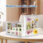 5 Pack 5x7 Acrylic Magnetic Picture Frame, 20 mm Thick Clear Double Sided Freestanding Photo Frame, Transparent Frameless Floating Frames with Magnets Corners