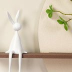 3D Textured Round Minimalist Wall Art with Vase, Neutral Wall Decor with Rabbit Sculpture, Abstract Geometric Artwork with Simulated Plants for Living Room Hallway Dining Room Bedroom Office, 31x24 In