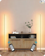 EDISHINE LED Corner Floor Lamp, Set of 2 Minimalist Dimmable Light with Remote, 57.5" Tall Standing Lamp for Living Room, Bedroom, Home Office, 7 Color Temperature 2700-6000K (Gold)