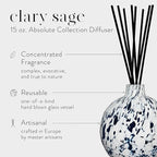 LAFCO New York Absolute Collection Reed Diffuser, Clary Sage - 15 oz - Up to 1 Year Fragrance Life - Reusable, Hand Blown Glass Vessel - Nylon Reeds - Made in The USA
