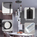 Modern Pendants Light for Kitchen Island Crystal Mini Chandeliers Dining Room LED Pendant Lighting Fixture High Ceiling Hanging Lights Bedroom Island Kitchen Foyer 6000K White Light Fixtures Black