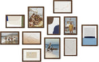HAUS AND HUES Walnut Oak Wood Gallery Wall Tabletop Frames Made with Real American Oak and Shatter-free Plexiglass - Set of 11 (Eight 4x6, Three 5x7, Framed Walnut)