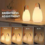 uuffoo 2 Pack Outdoor Table Lamp - Dimmable Rechargeable Night Lights w/ Remote and 7 RGB Colors, IP44 Water-Resistant Portable Hanging Lantern for Patio, Bedroom, Garden, Emergency (Leather Handle)