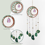 Green Agate Gemstone Large Moon Dream Catcher Chakra Tree of Life Dream Catcher with Aventurine Handmade Dreamcatcher Suncatcher Wall Decor for Adults Boys Girls Bedroom Garden Bless Gift