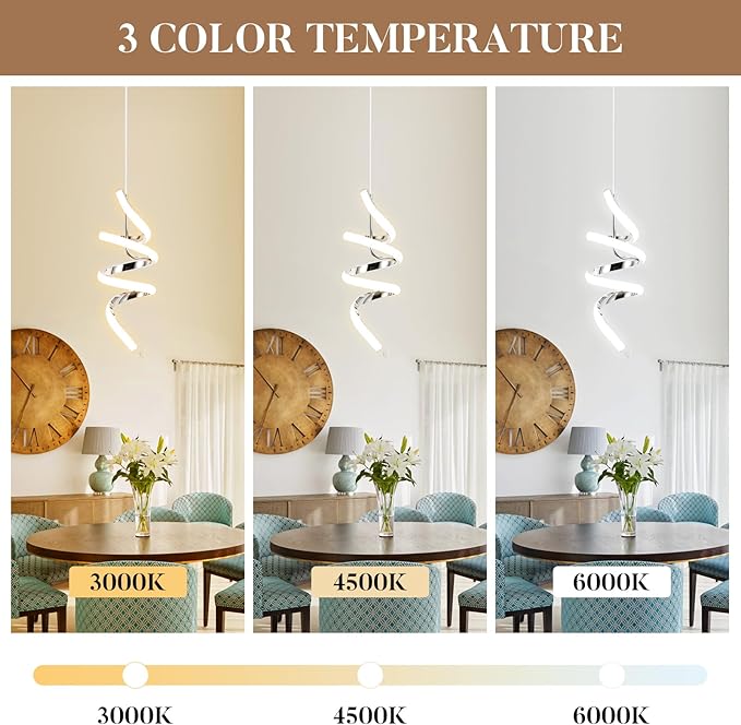 Modern LED Pendant Light Fixtures Pendant Lights Kitchen Island Lighting Adjustable Height Chrome Hanging Lamp