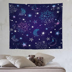 HZOHNAGO Boho Sun Moon Tapestry Purple Blue Sun Stars Galaxy Pattern Printed Wall Tapestry Wall Hanging for Bedroom Living Room Dorm 60" W x 50" H