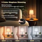 Cordless Table Lamp,5000mAh Rechargeable Battery Operated Desk Lamp,3Colors & 7 RGB Stepless Dimmable, Portable Small Touch Fabric Shade LED Night Light for Patio Restaurant Home(White)