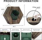 Hexagonal Wooden Wall Planter, Self Watering Living Vertical Planter Indoor, Wooden Frame Planter Wall Decoration Home Office,2pc Walnut