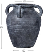 Handmade Flower Vase, 9.8" Tall Terracotta Vase, Vintage Ceramic vase, Rustic Antique Decor with 4 Handles, Wide Mouth, Matte Finish for Home Office Resto Café Décor