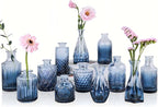 Navy Blue Glass Bud Vases Set of 12, Mini Flower Vase for Centerpieces, Small Glass Vases in Bulk for Wedding Decorations, Vintage Vase Bridal Shower, Party, Graduation, Home Table Décor