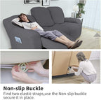 Easy-Going 6 Pieces Recliner Loveseat Stretch Sofa Slipcover Sofa Cover Furniture Protector Couch Soft with Elastic Bottom Kids, Spandex Jacquard Fabric Small Checks Gray