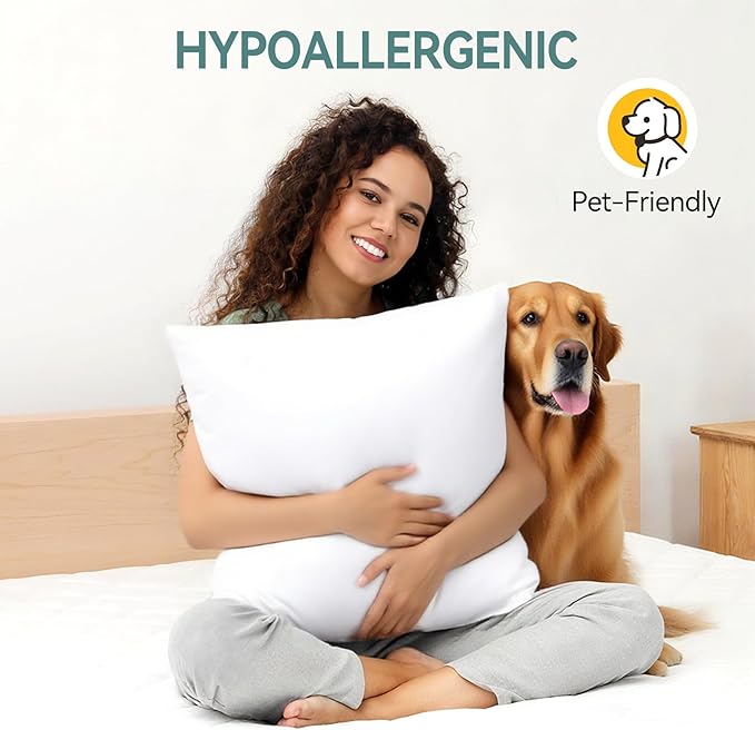 24 x 24 Throw Pillow Inserts, Outdoor Pillows Water-Resistant, Square Form Cushion Stuffer for Garden, Bench, Patio, Lightweight Soft Fillers for Sofa, Bed, and Home Décor