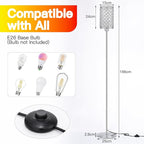 Crystal Floor Lamp,LED Modern Tall Light Standing Lamp, RGB LED Floor Lamp with On/Off Foot Switch Silver Tall Pole Lighting for Bedroom Remoter &APP Control Stepless Dimmable (E26 Base)