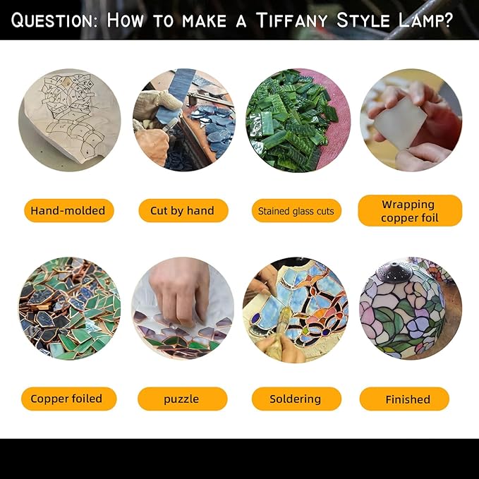 TL0034 Tiffany Style Table Lamp with Stained Glass Shade, Vintage Bronze Base W 8" x OH 14.25", Great for Home Office Small Space, LED Bulb Included (Blue White)