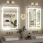 GLSLAND LED Bathroom Mirror - 26"x38" Anti-Fog Lighted Wall Mirrors with Memory Function, Dimmable, Frontlit & Backlit, Horizontally/Vertically, Tempered Glass