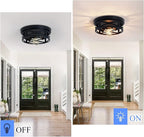 Flush Mount Ceiling Light Fixture,Black 2-Light Hallway Light Fixtures Ceiling,Light Fixtures Ceiling Mount for Farmhouse,Kitchen,Hall (2 Pack)